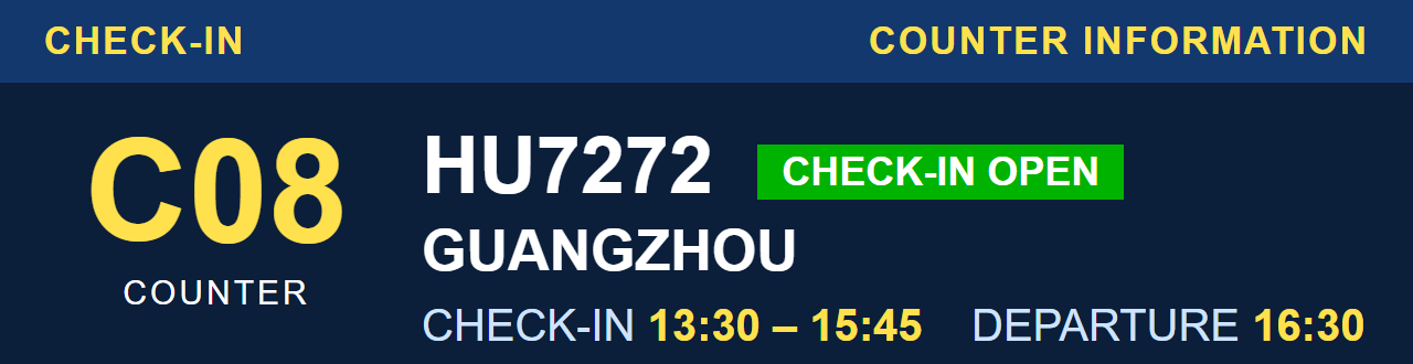 Pantalla de Mostrador de Check-in